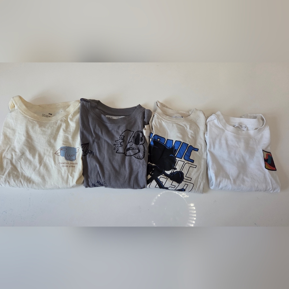 Set Of 4 Graphic Long Sleeved T-Shirts-Boys SIZE 8-9-Zara and H&M